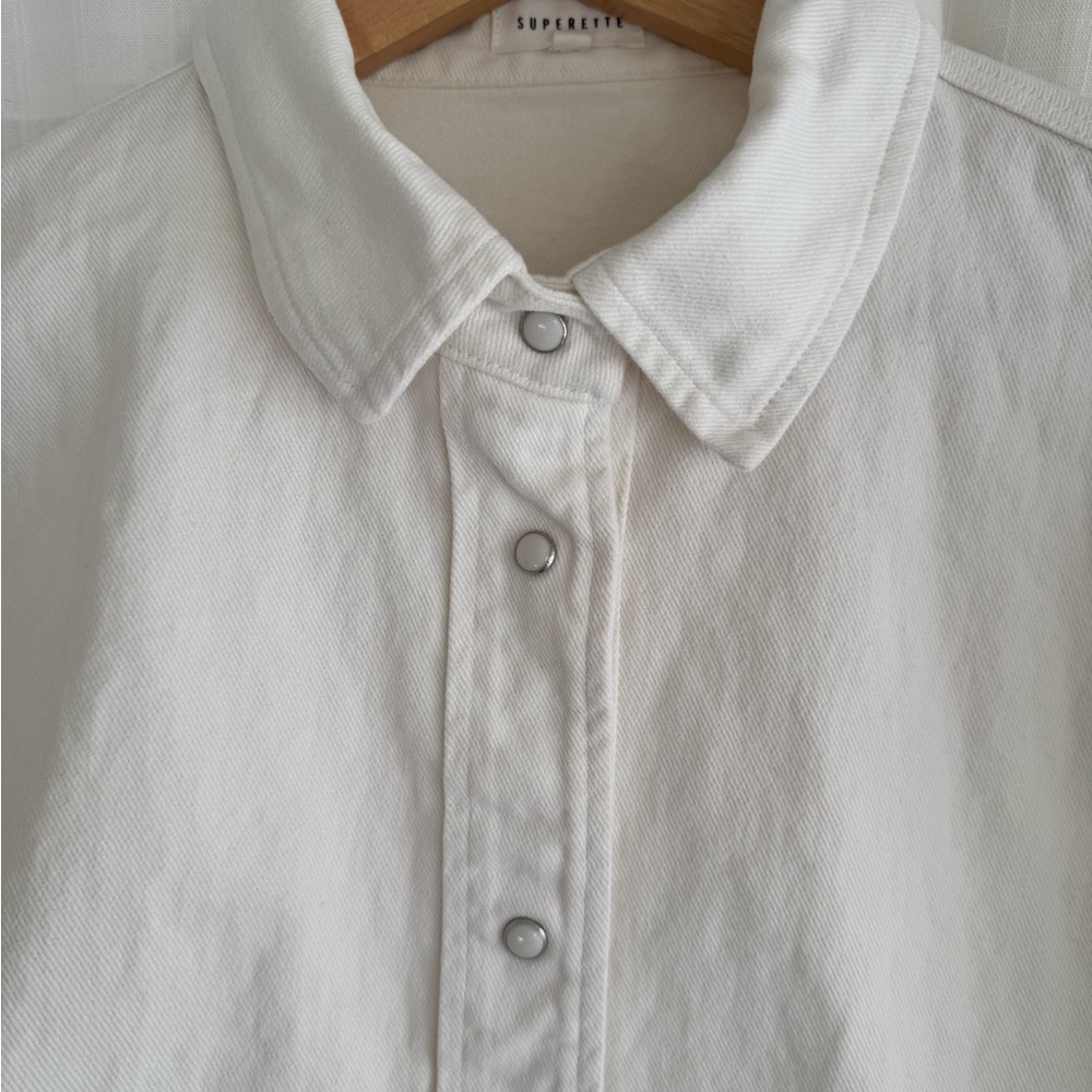 Superette White Denim Dome-up Shirt